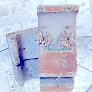 SILVER WAVE TEXTURED Circle Earrings with hinge style wire hook. Medium weight.